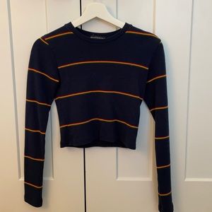 Brandy Melville navy with stripes crop top
